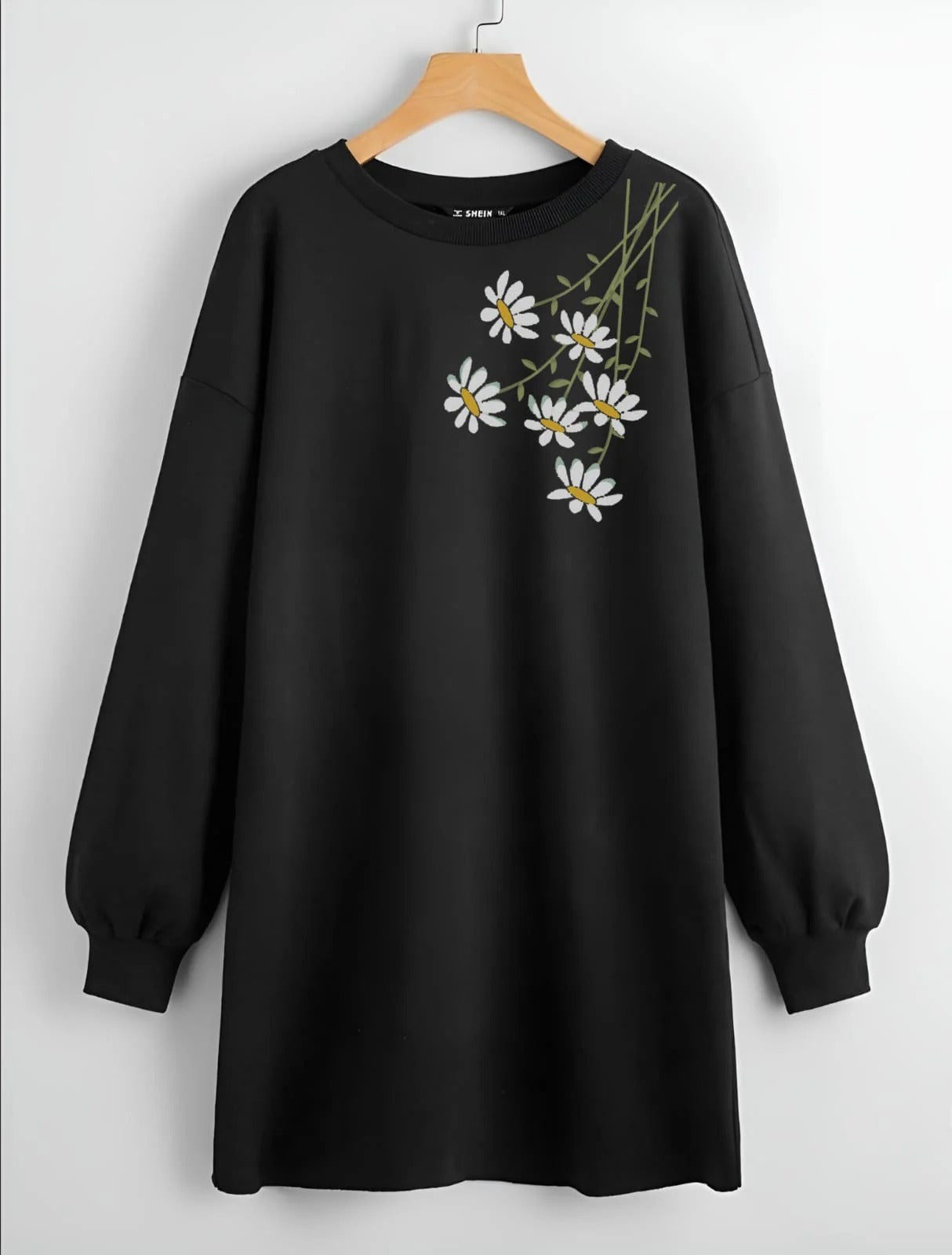 LONG LENGTH SWEATSHIRT NAVY BLUE ALL OVER BUTTERFFLIES