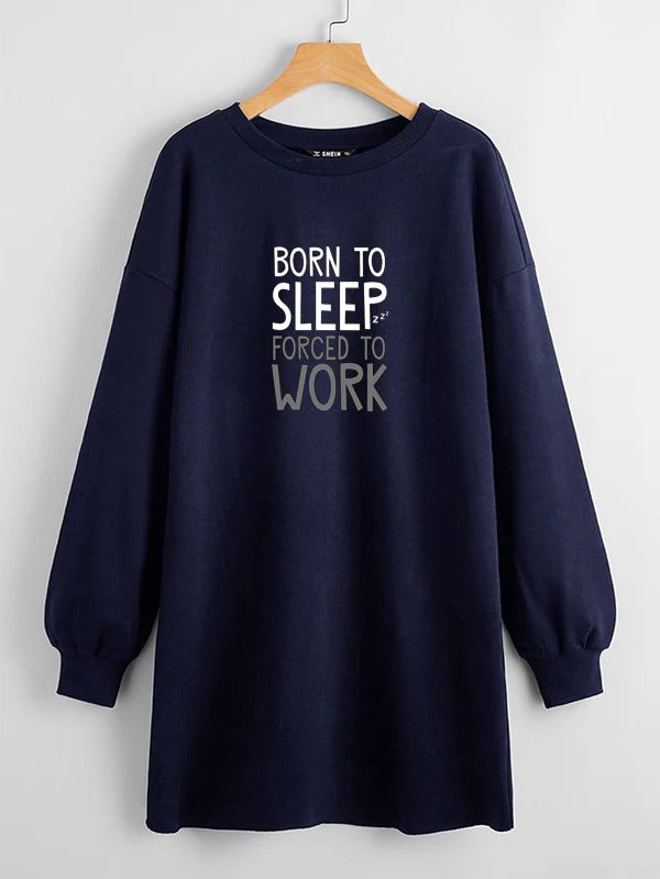 LONG LENGTH SWEATSHIRT NAVY BLUE ALL OVER BUTTERFFLIES