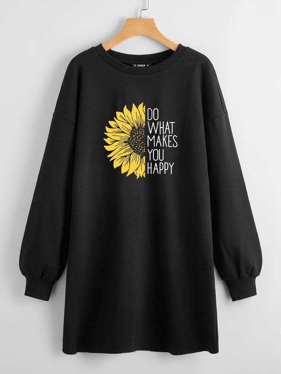LONG LENGTH SWEATSHIRT NAVY BLUE ALL OVER BUTTERFFLIES
